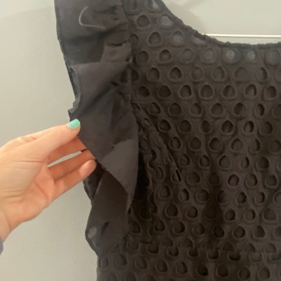 Pam & Gela Black Eyelet Dress With Ruffle Sleeve 4 - Picture 6 of 10